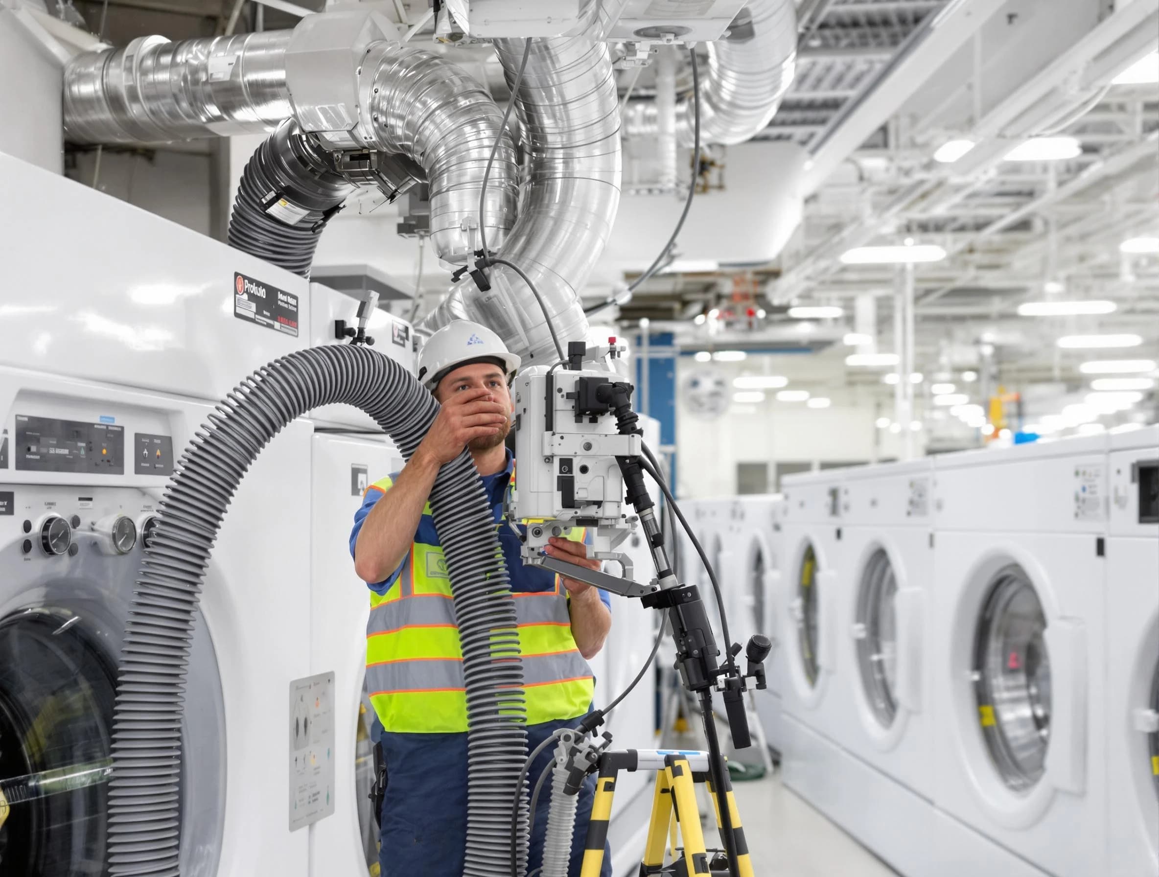 Smyrna Dryer Vent Cleaning team performing commercial-grade dryer vent cleaning at a business facility in Smyrna