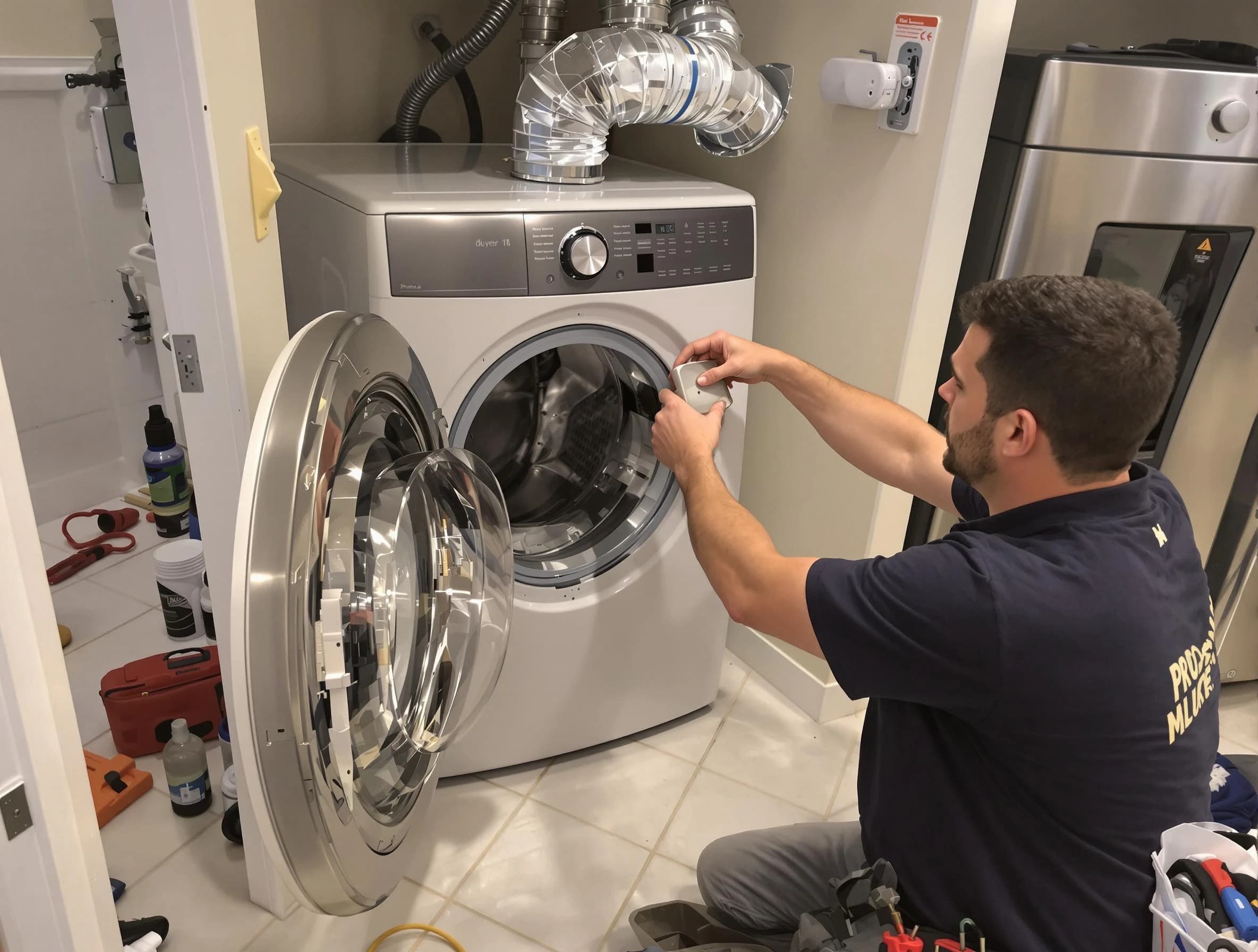 Smyrna Dryer Vent Cleaning technician performing precise dryer vent hose installation in Smyrna
